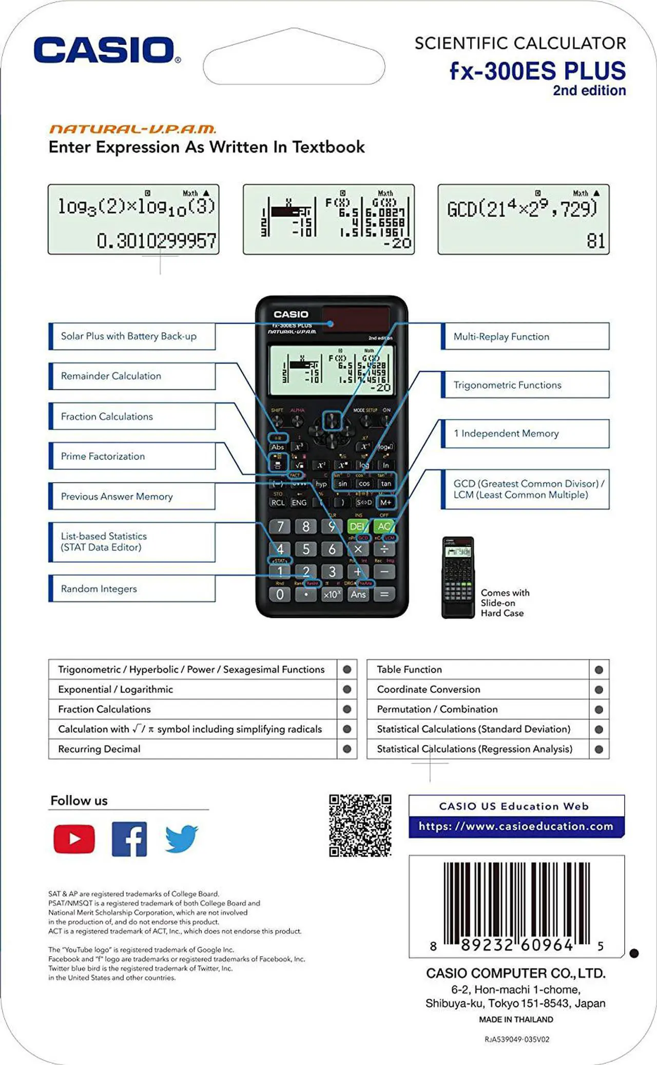 Alt view image 5 of 16 - FX-300ES Plus 2nd Edition Scientific Calculator, 16-Digit LCD, Black FX300ESPLS2