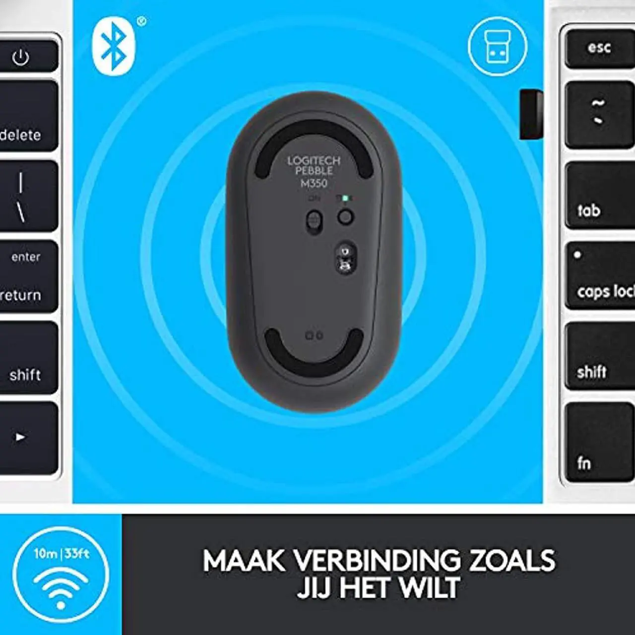 Alt view image 7 of 20 - Logitech Pebble M350 Wireless Mouse with Bluetooth or USB - Graphite