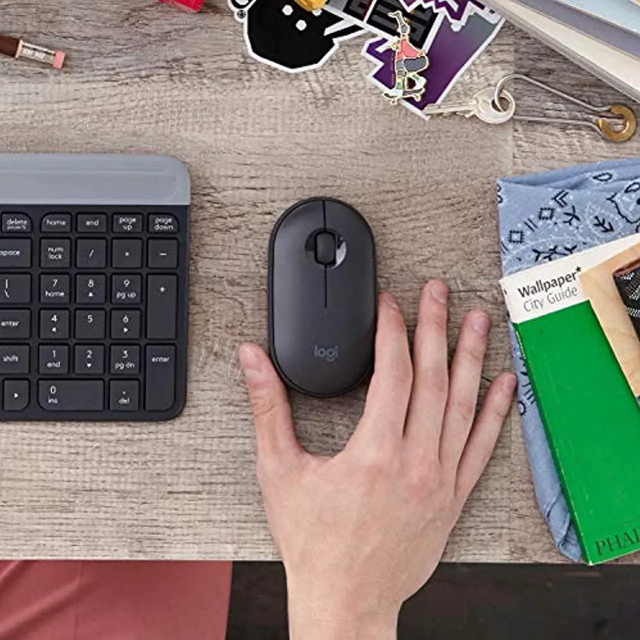 Alt view image 4 of 20 - Logitech Pebble M350 Wireless Mouse with Bluetooth or USB - Graphite