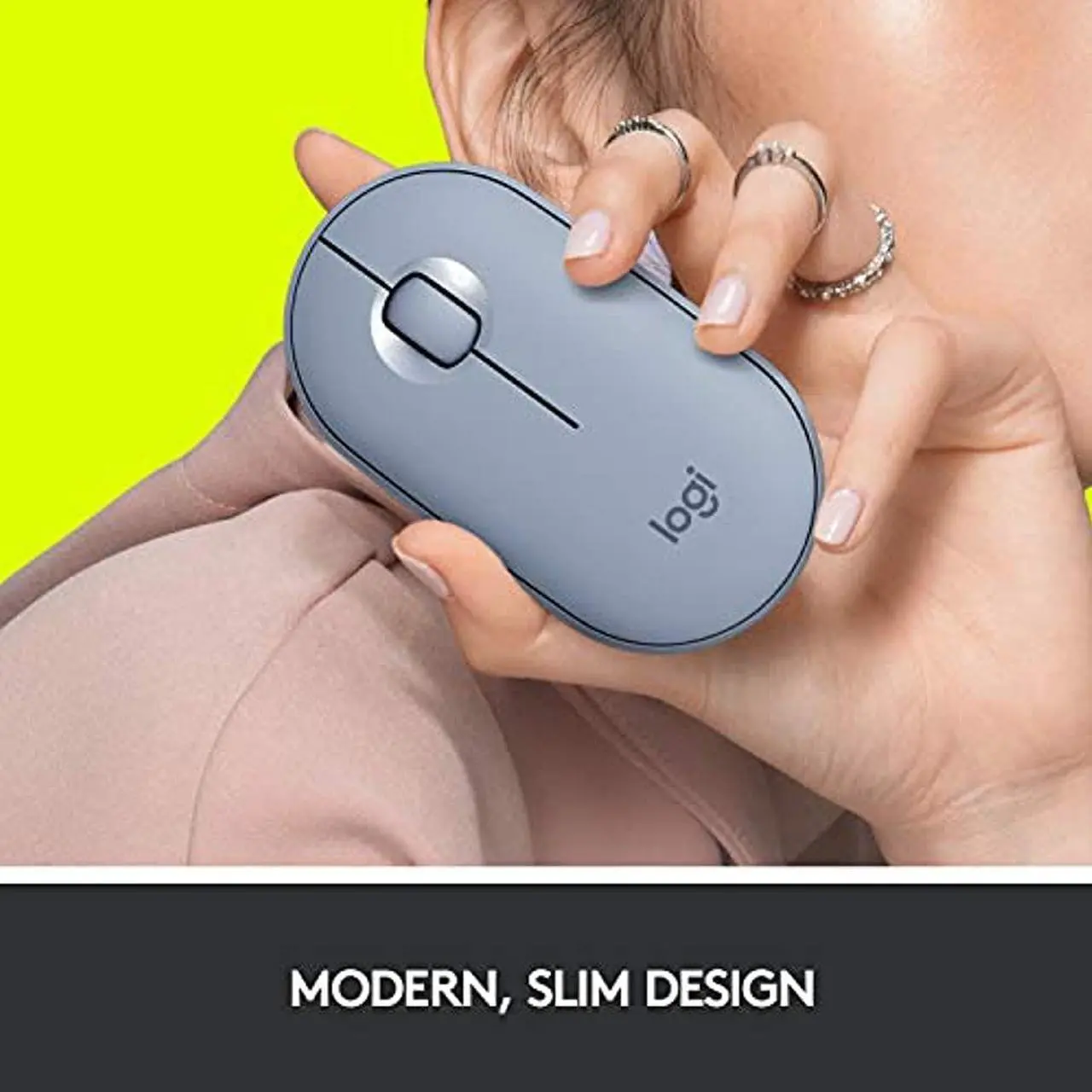 Alt view image 6 of 20 - Logitech PEBBLE M350 910-005773 Blue Grey 3 Buttons 1 x Wheel Dual (RF / Bluetooth Wireless) Optical Mouse