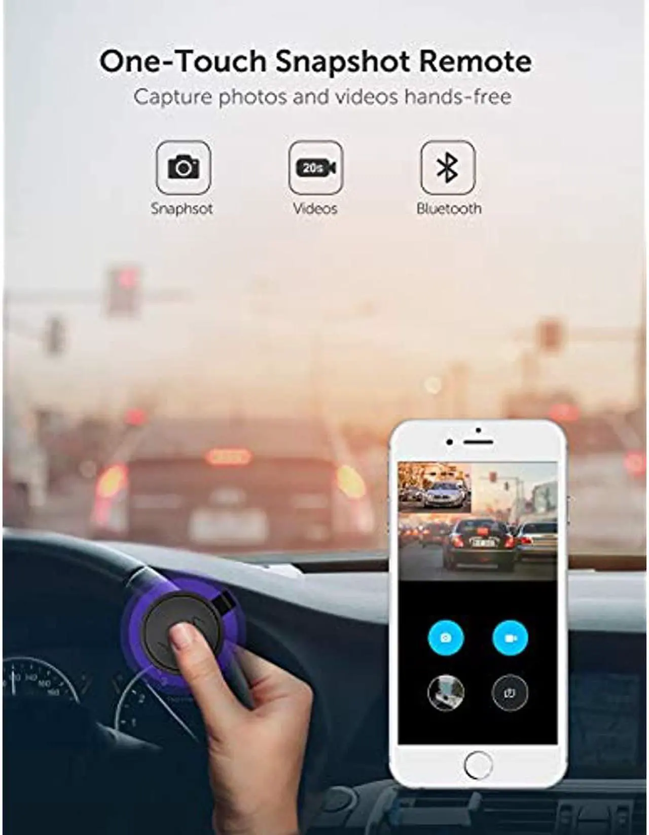 Alt view image 6 of 7 - VAVA VD002 Dual 1920x1080P FHD Dash Cam, 2560x1440P Single Front, 30fps - 60fps Clear HD Videos, Night Vision, 24hr Parking Mode, Built-In WiFi, G-Sensor, Loop Recording, Supports 128GB Max