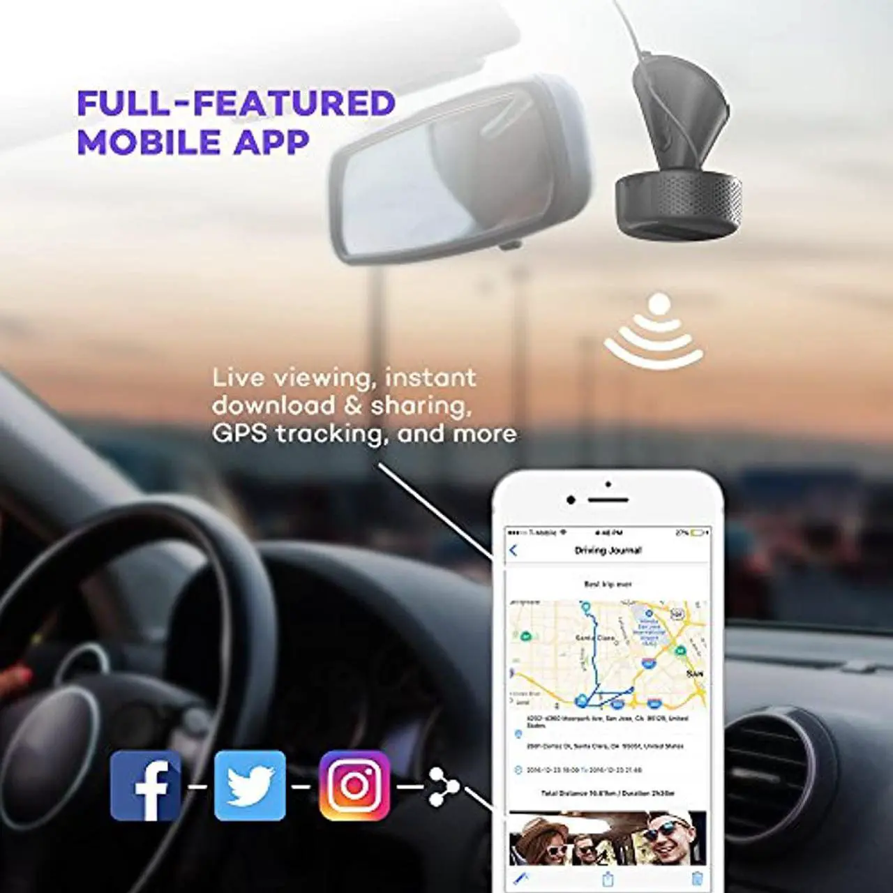 Alt view image 4 of 7 - VAVA VD002 Dual 1920x1080P FHD Dash Cam, 2560x1440P Single Front, 30fps - 60fps Clear HD Videos, Night Vision, 24hr Parking Mode, Built-In WiFi, G-Sensor, Loop Recording, Supports 128GB Max