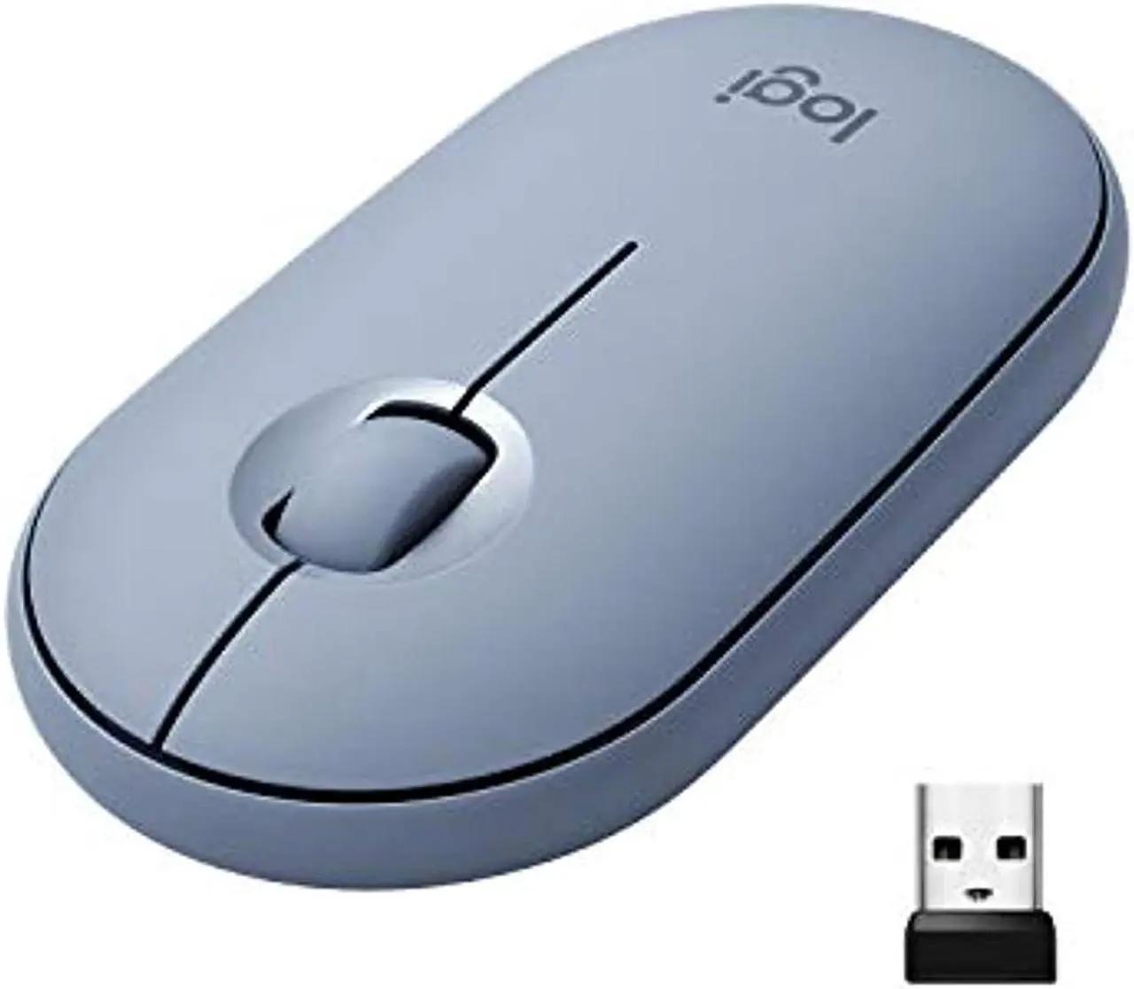 Alt view image 5 of 20 - Logitech PEBBLE M350 910-005773 Blue Grey 3 Buttons 1 x Wheel Dual (RF / Bluetooth Wireless) Optical Mouse