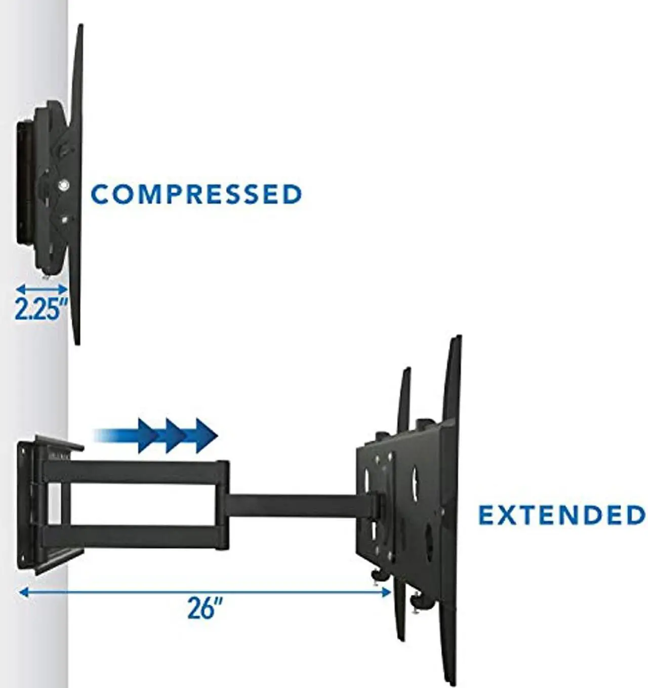Alt view image 5 of 8 - Mount-It! Full Motion TV Mount | Fits 43"-60" TVs | Swing Out Wall Arm