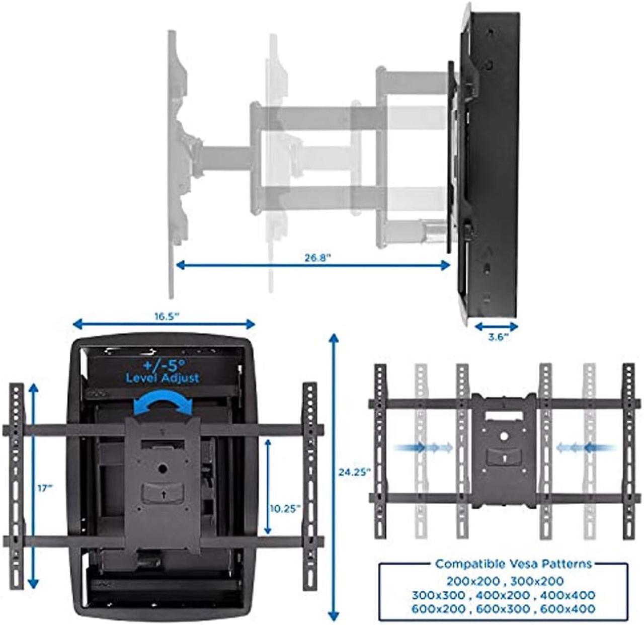 Alt view image 13 of 14 - Mount-It! Recessed TV Wall Mount | In-Wall TV Bracket for Flush Installation | Fits Screen Sizes 32-70 Inch TVs