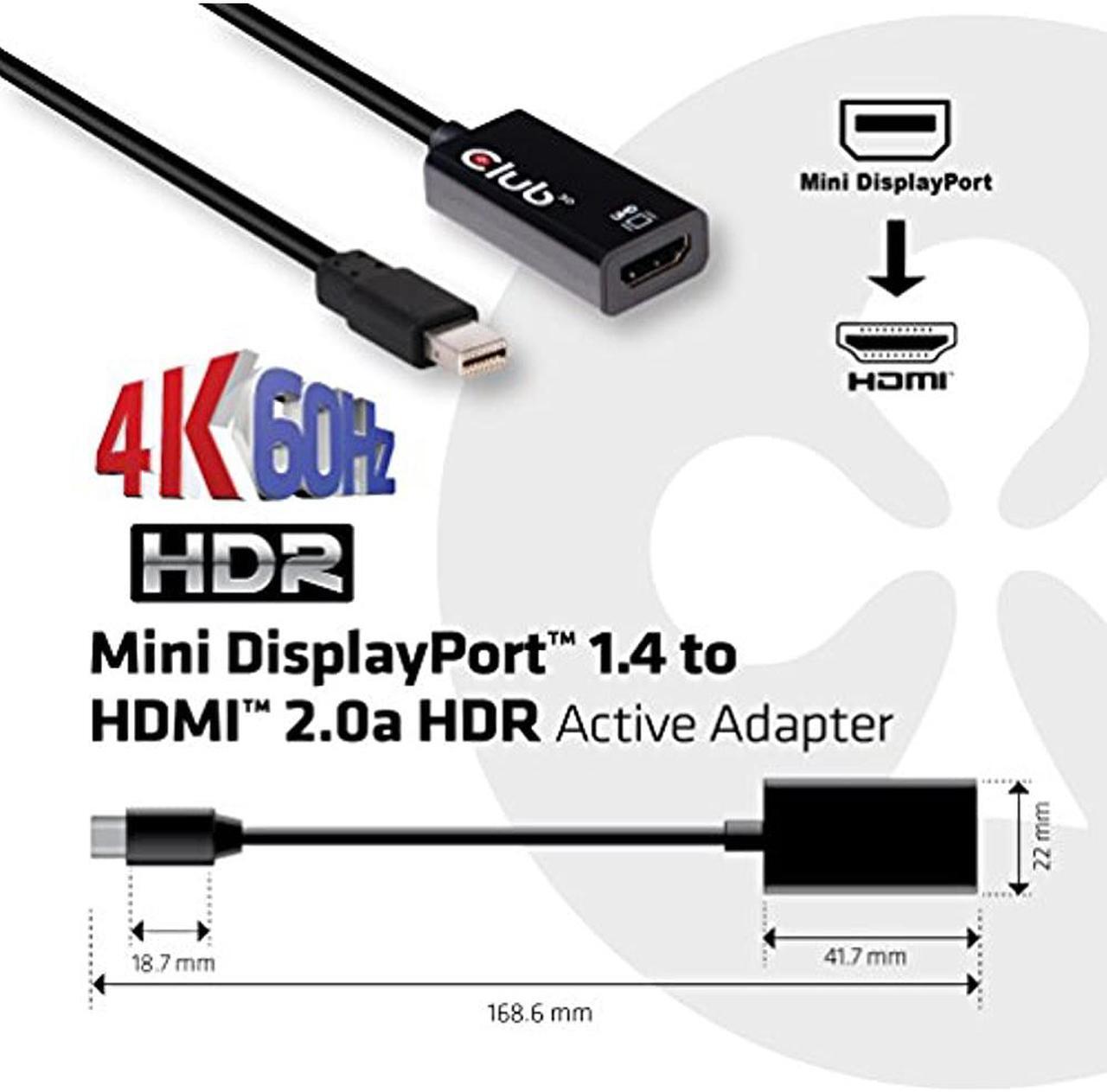 Alt view image 6 of 20 - Club 3D Mini Displayport 1.4 To Hdmi 2.0A Hdr