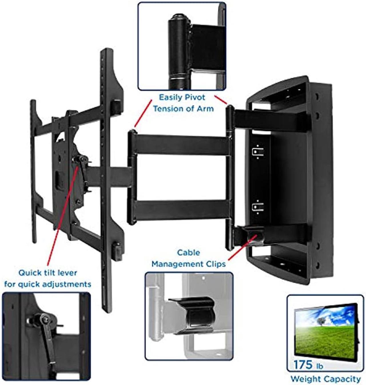 Alt view image 10 of 14 - Mount-It! Recessed TV Wall Mount | In-Wall TV Bracket for Flush Installation | Fits Screen Sizes 32-70 Inch TVs