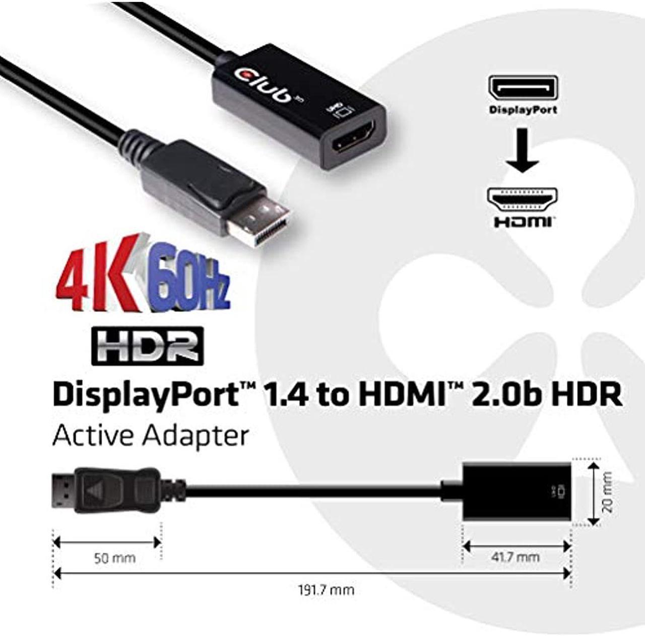 Alt view image 5 of 9 - CLUB 3D CAC-1080 DP 1.4 TO HDMI 2.0A 4K 60HZ HDR