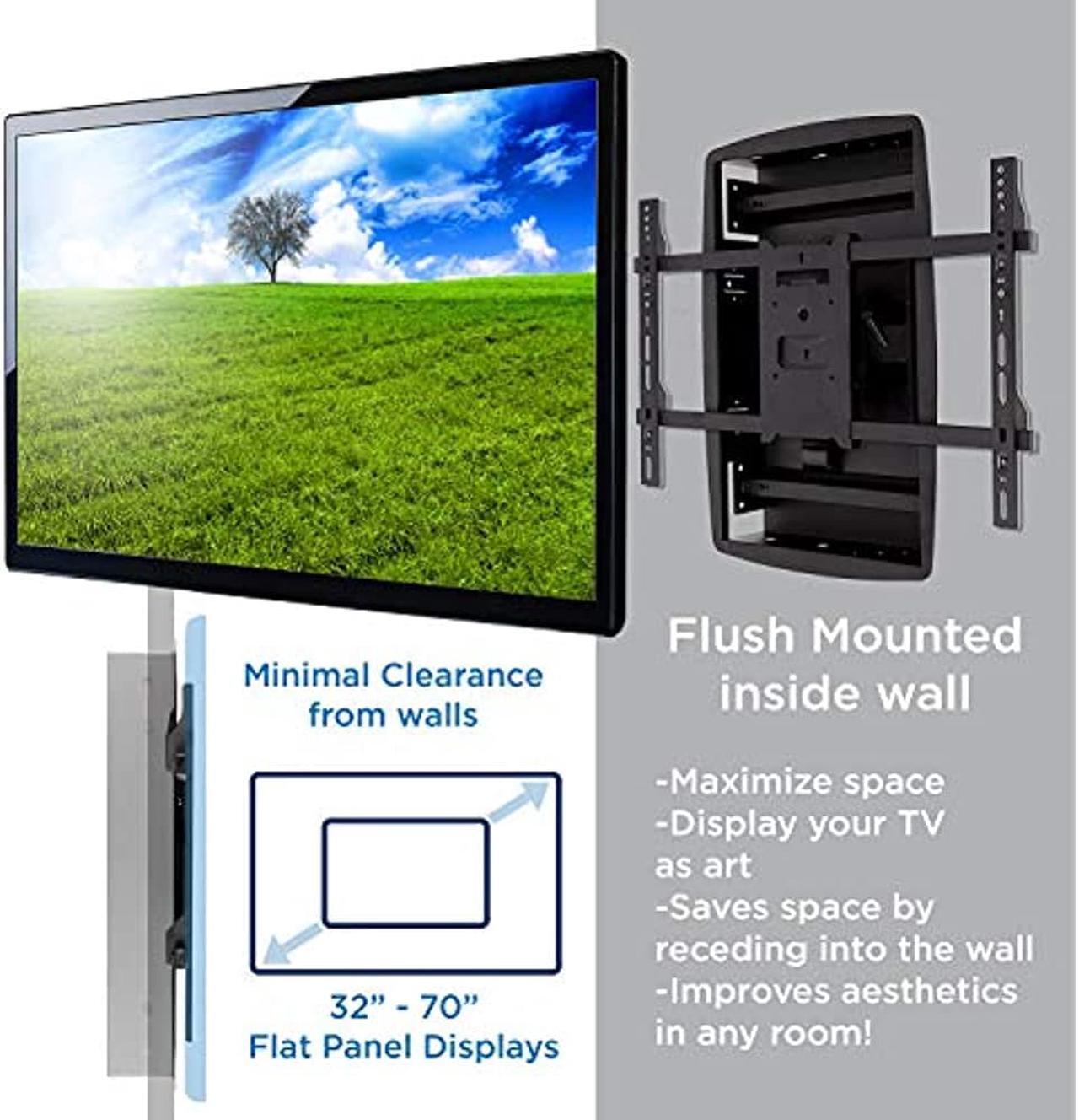Alt view image 9 of 14 - Mount-It! Recessed TV Wall Mount | In-Wall TV Bracket for Flush Installation | Fits Screen Sizes 32-70 Inch TVs