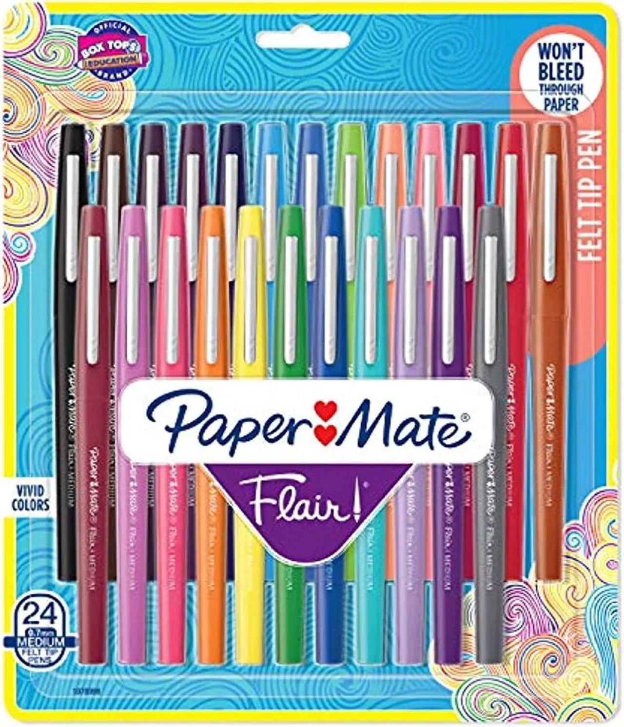 Alt view image 2 of 13 - Paper Mate 1978998 Point Guard Flair Bullet Point Stick Pen, Assorted Colors, .7Mm, 24/Set