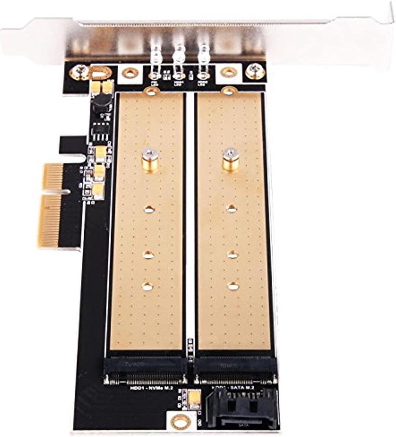 Alt view image 11 of 16 - Dual M.2 to PCI-E x4 NVME SSD and SATA 6 G adapter card with advanced cooling