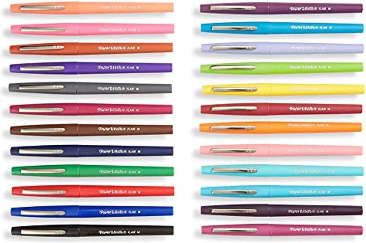 Alt view image 3 of 13 - Paper Mate 1978998 Point Guard Flair Bullet Point Stick Pen, Assorted Colors, .7Mm, 24/Set