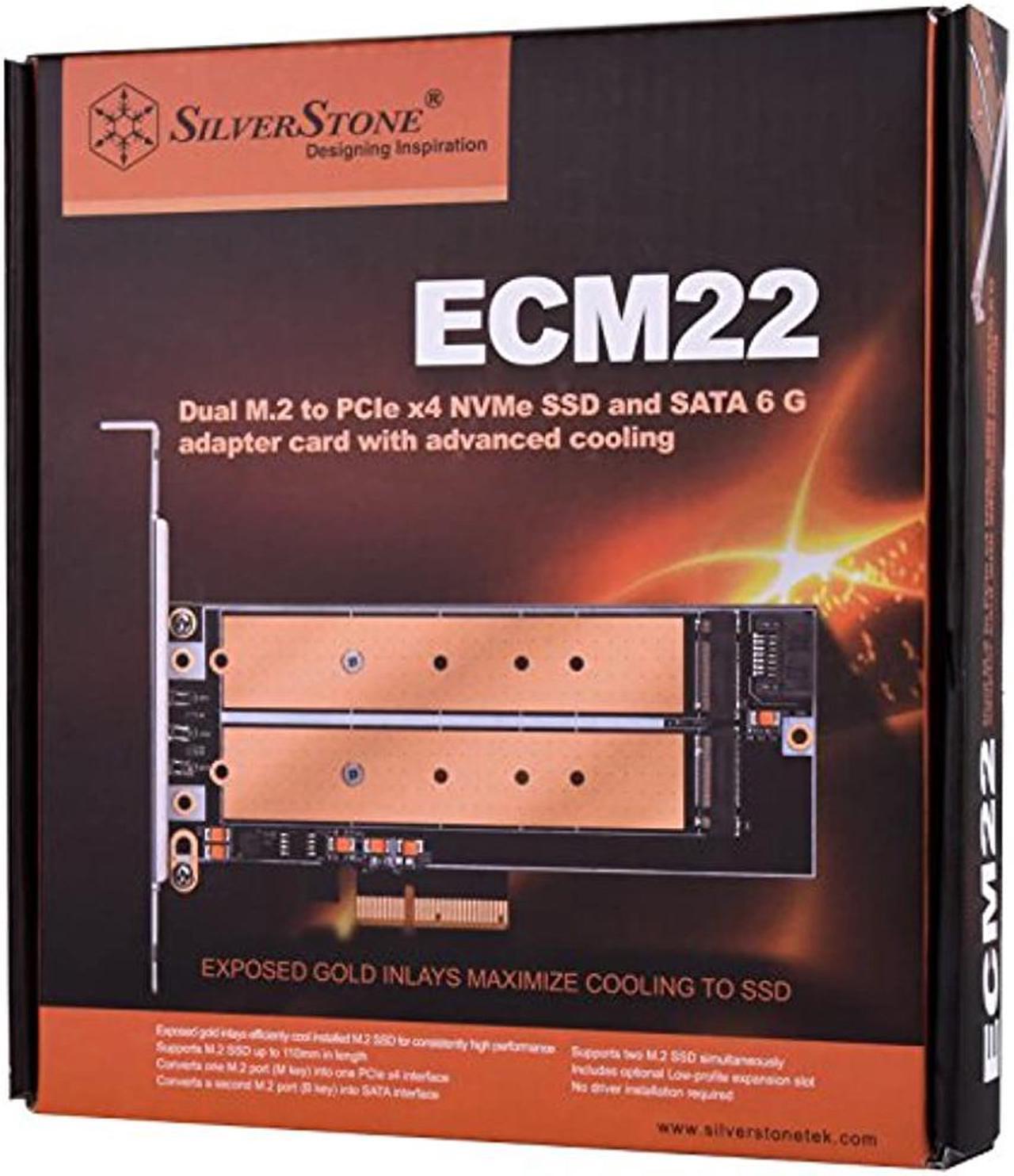 Alt view image 14 of 16 - Dual M.2 to PCI-E x4 NVME SSD and SATA 6 G adapter card with advanced cooling