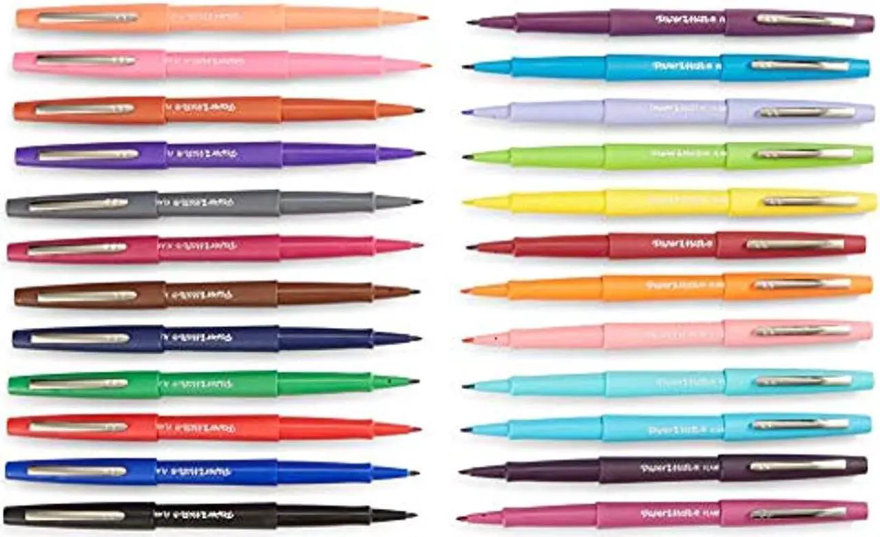 Alt view image 4 of 13 - Paper Mate 1978998 Point Guard Flair Bullet Point Stick Pen, Assorted Colors, .7Mm, 24/Set