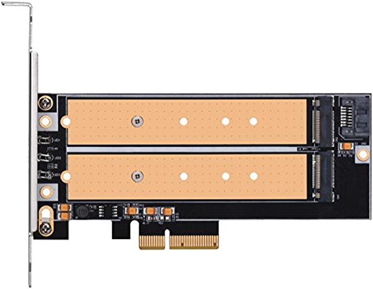 Alt view image 12 of 16 - Dual M.2 to PCI-E x4 NVME SSD and SATA 6 G adapter card with advanced cooling