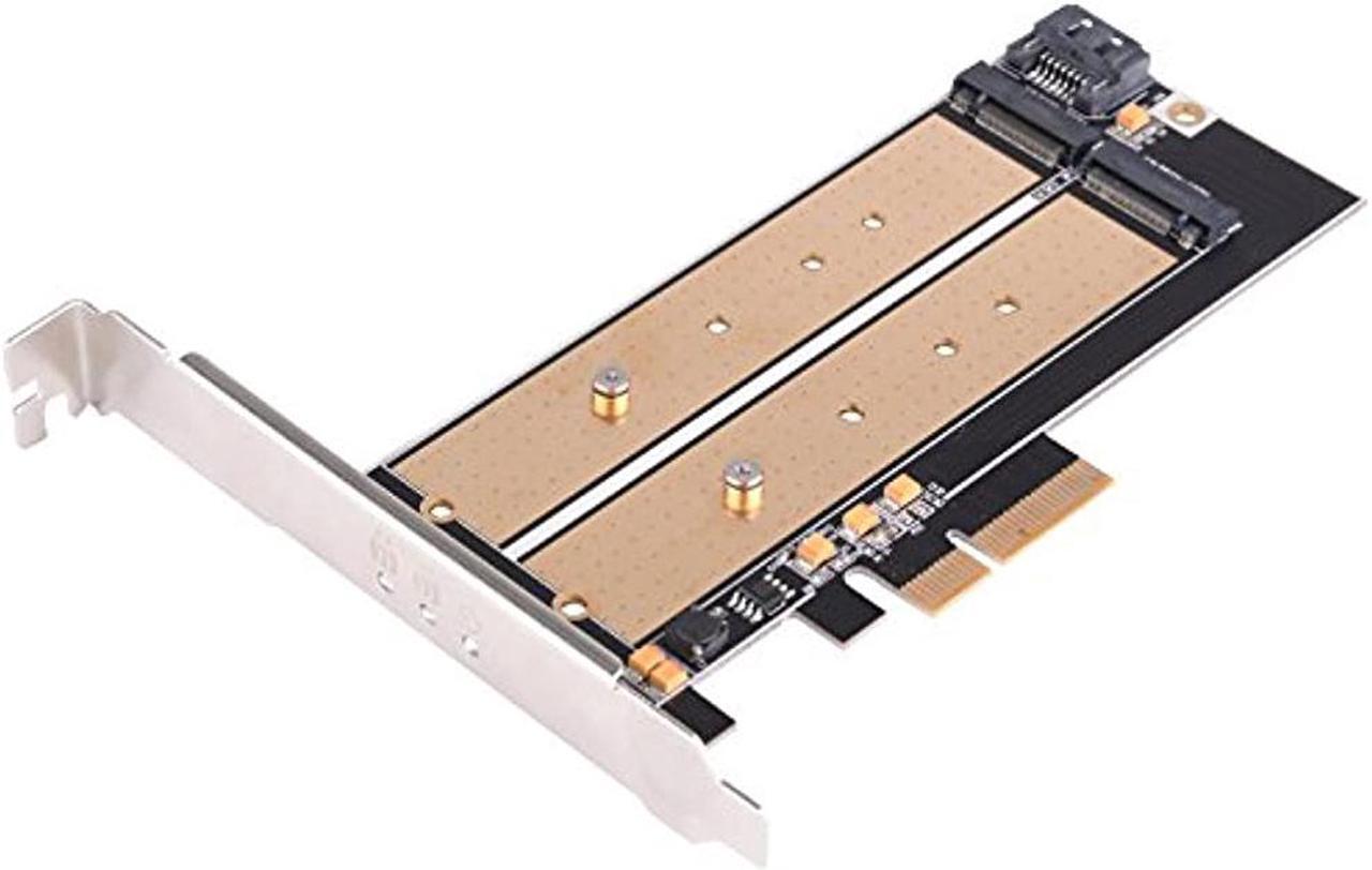 Alt view image 9 of 16 - Dual M.2 to PCI-E x4 NVME SSD and SATA 6 G adapter card with advanced cooling