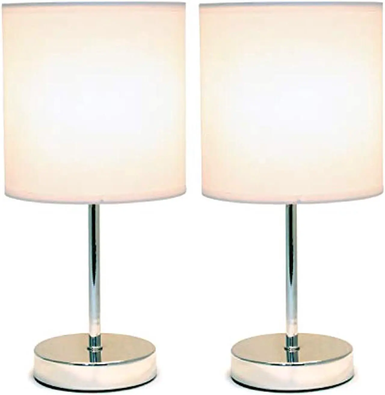 Alt view image 5 of 16 - Simple Designs Chrome Mini Basic Table Lamp with Fabric Shade 2 Pack Set