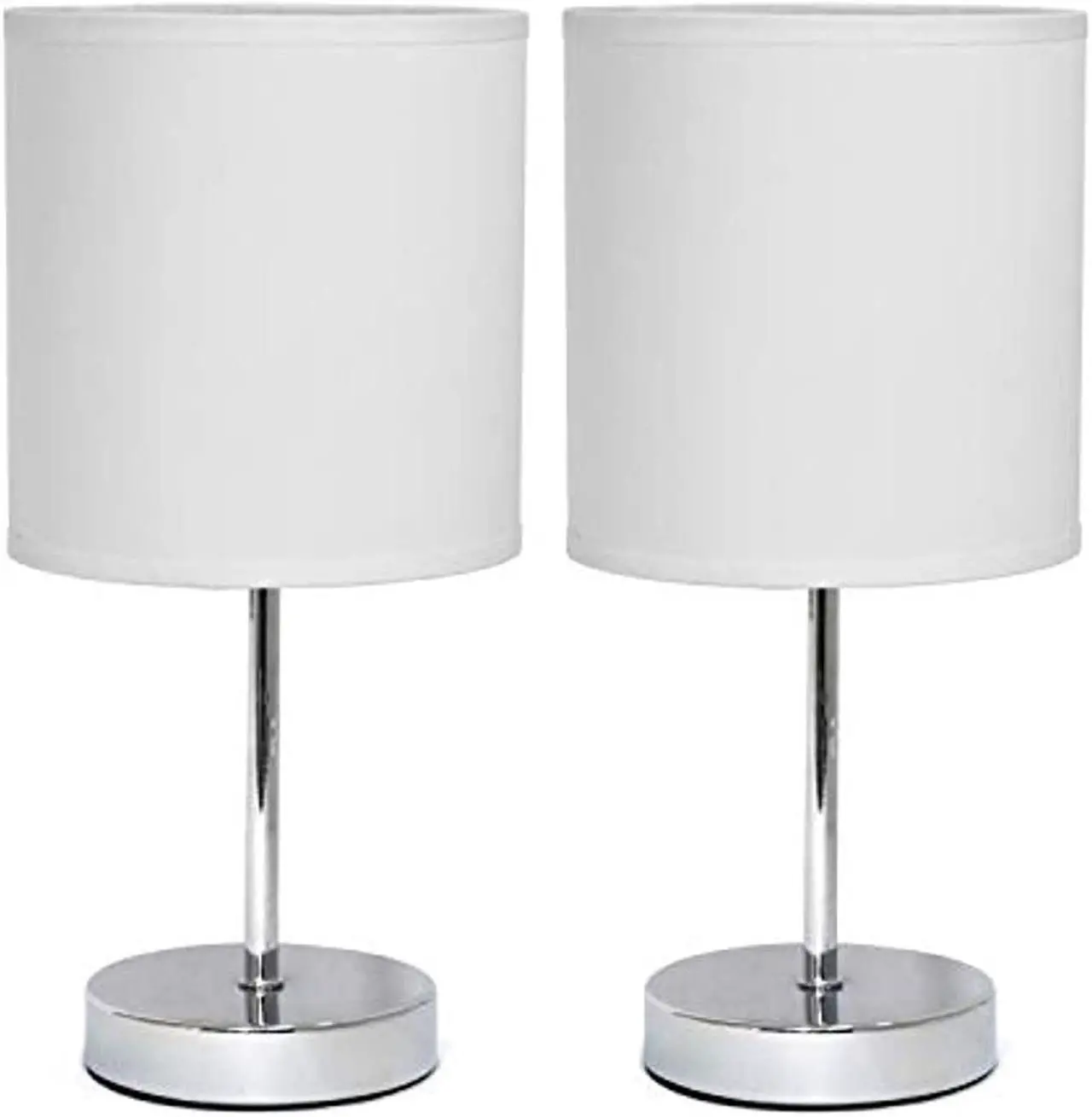Alt view image 4 of 16 - Simple Designs Chrome Mini Basic Table Lamp with Fabric Shade 2 Pack Set
