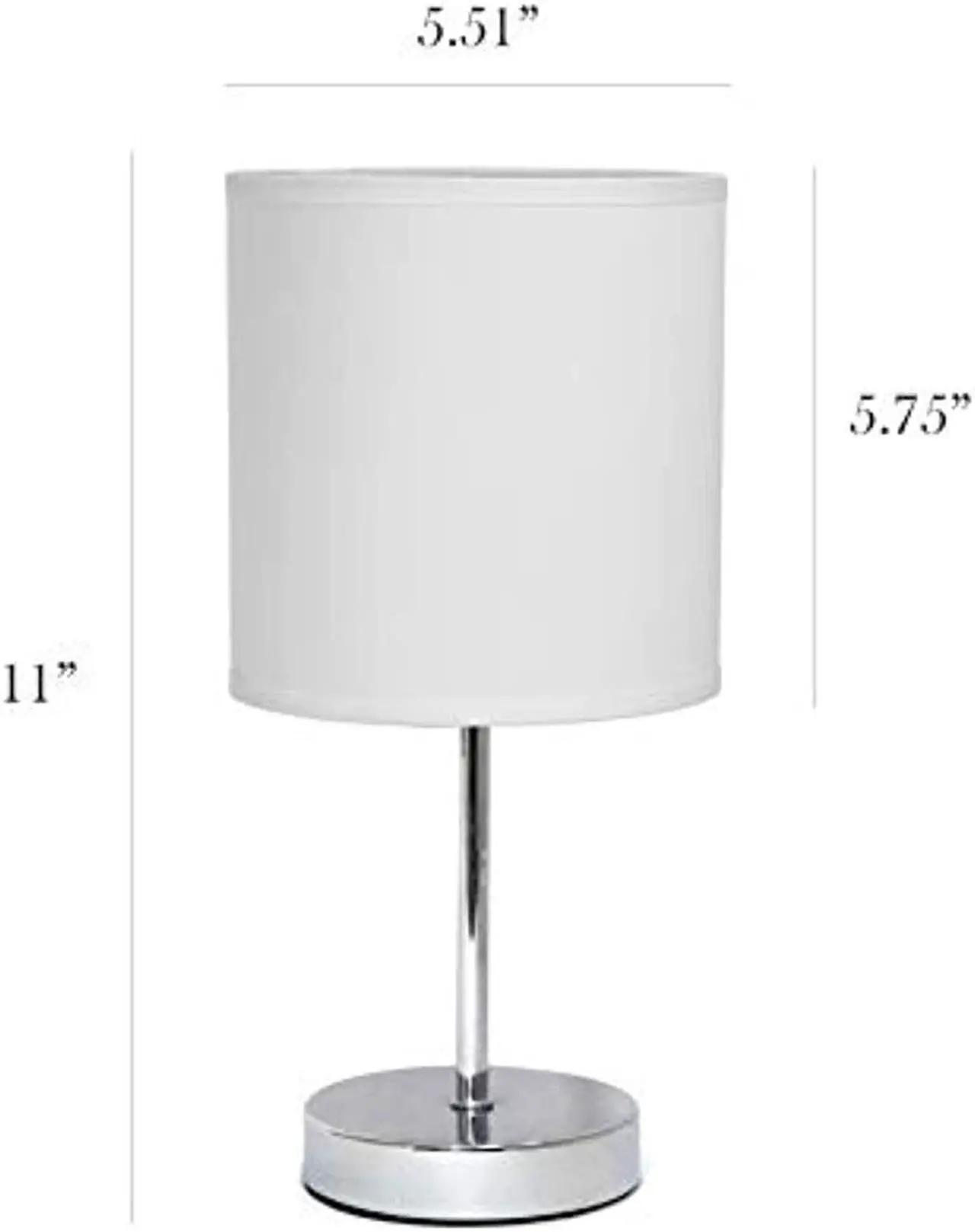 Alt view image 7 of 16 - Simple Designs Chrome Mini Basic Table Lamp with Fabric Shade 2 Pack Set