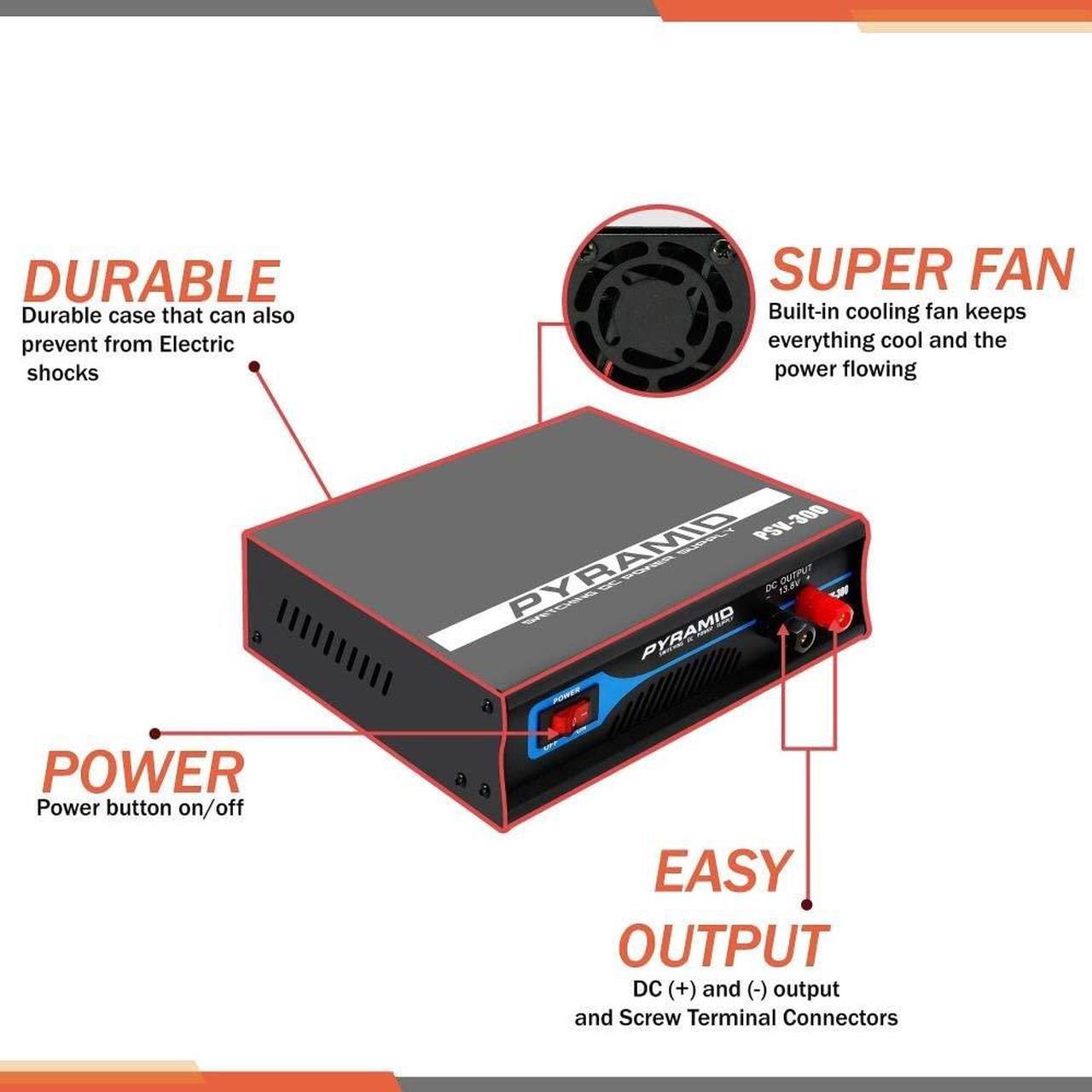 Alt view image 12 of 14 - Pyramid Psv300 Heavy-Duty 30 Amp Switching Power Supply