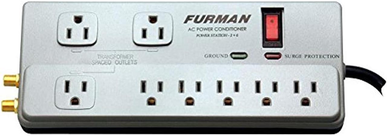 Furman PST-2+6 Power Station Compact Designed Advanced Protected,8 Outlet - Grey