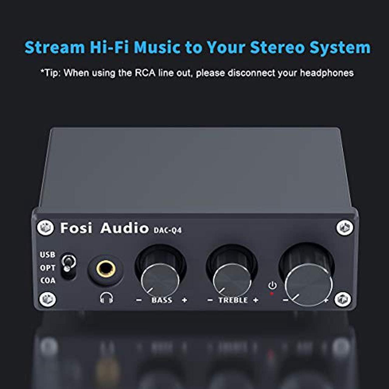 Alt view image 10 of 15 - Fosi Audio Q4 Desktop DAC Headphone Amp for PC Mini Stereo Headphone Amplifier Combo USB Optical Coaxial to RCA AUX Digital-to-Analog Audio Converter Adapter for Home Powered Speakers