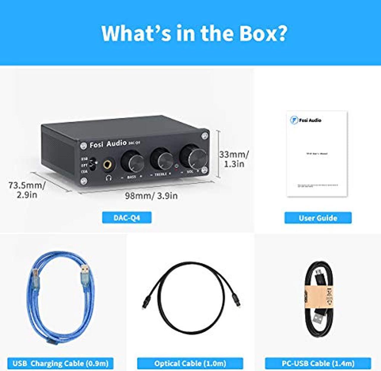 Alt view image 14 of 15 - Fosi Audio Q4 Desktop DAC Headphone Amp for PC Mini Stereo Headphone Amplifier Combo USB Optical Coaxial to RCA AUX Digital-to-Analog Audio Converter Adapter for Home Powered Speakers