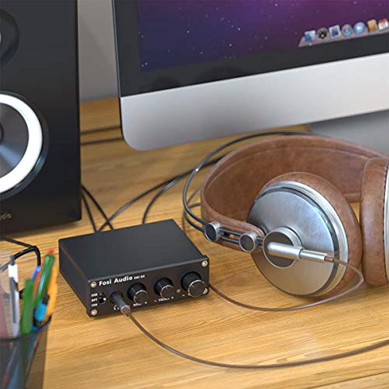 Alt view image 11 of 15 - Fosi Audio Q4 Desktop DAC Headphone Amp for PC Mini Stereo Headphone Amplifier Combo USB Optical Coaxial to RCA AUX Digital-to-Analog Audio Converter Adapter for Home Powered Speakers