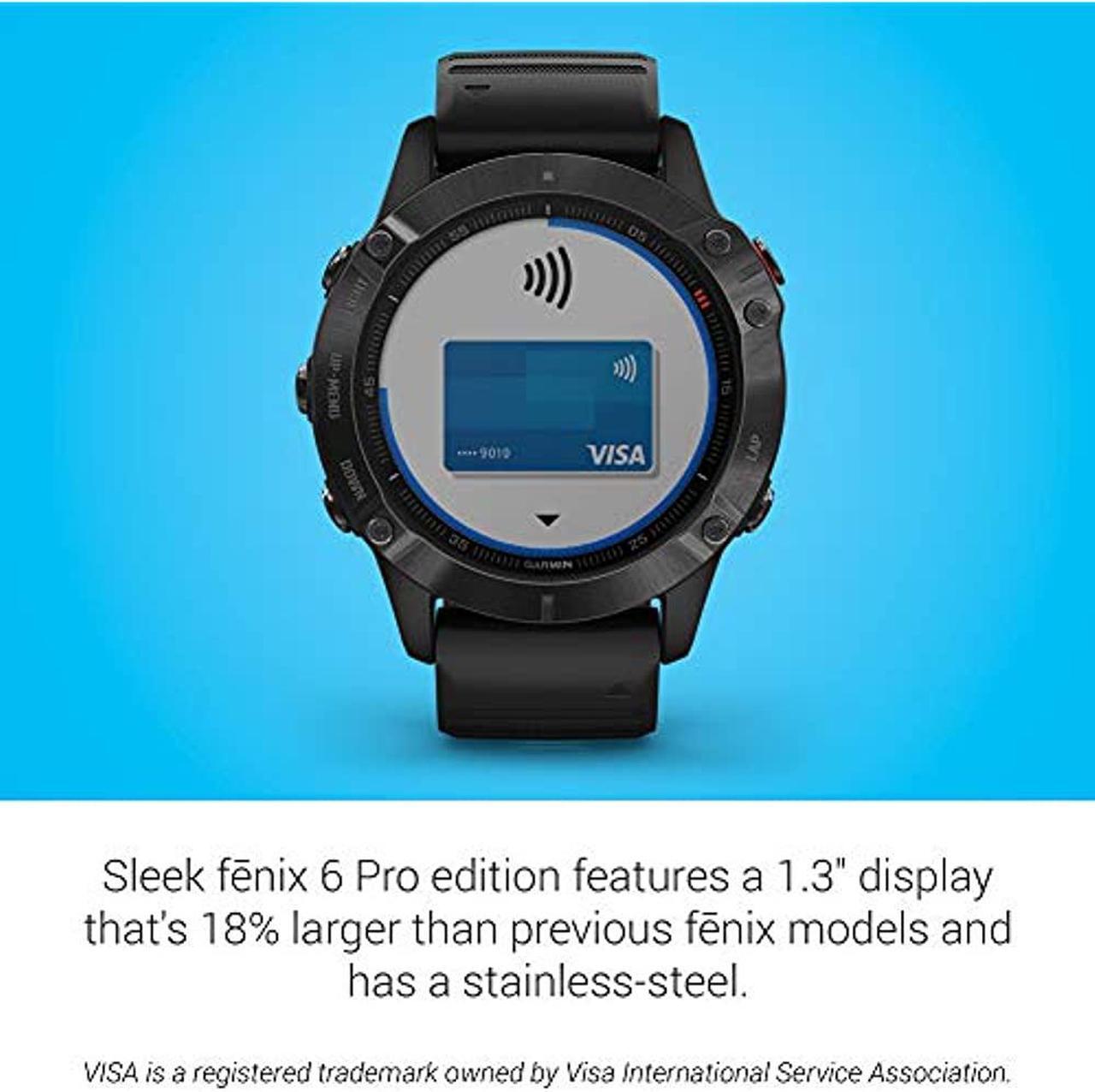 Alt view image 18 of 20 - Garmin Fenix 6 Pro, Premium Multisport GPS Watch, -Black with Black Band - (010-02158-01)