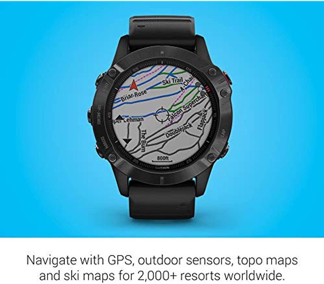 Alt view image 20 of 20 - Garmin Fenix 6 Pro, Premium Multisport GPS Watch, -Black with Black Band - (010-02158-01)