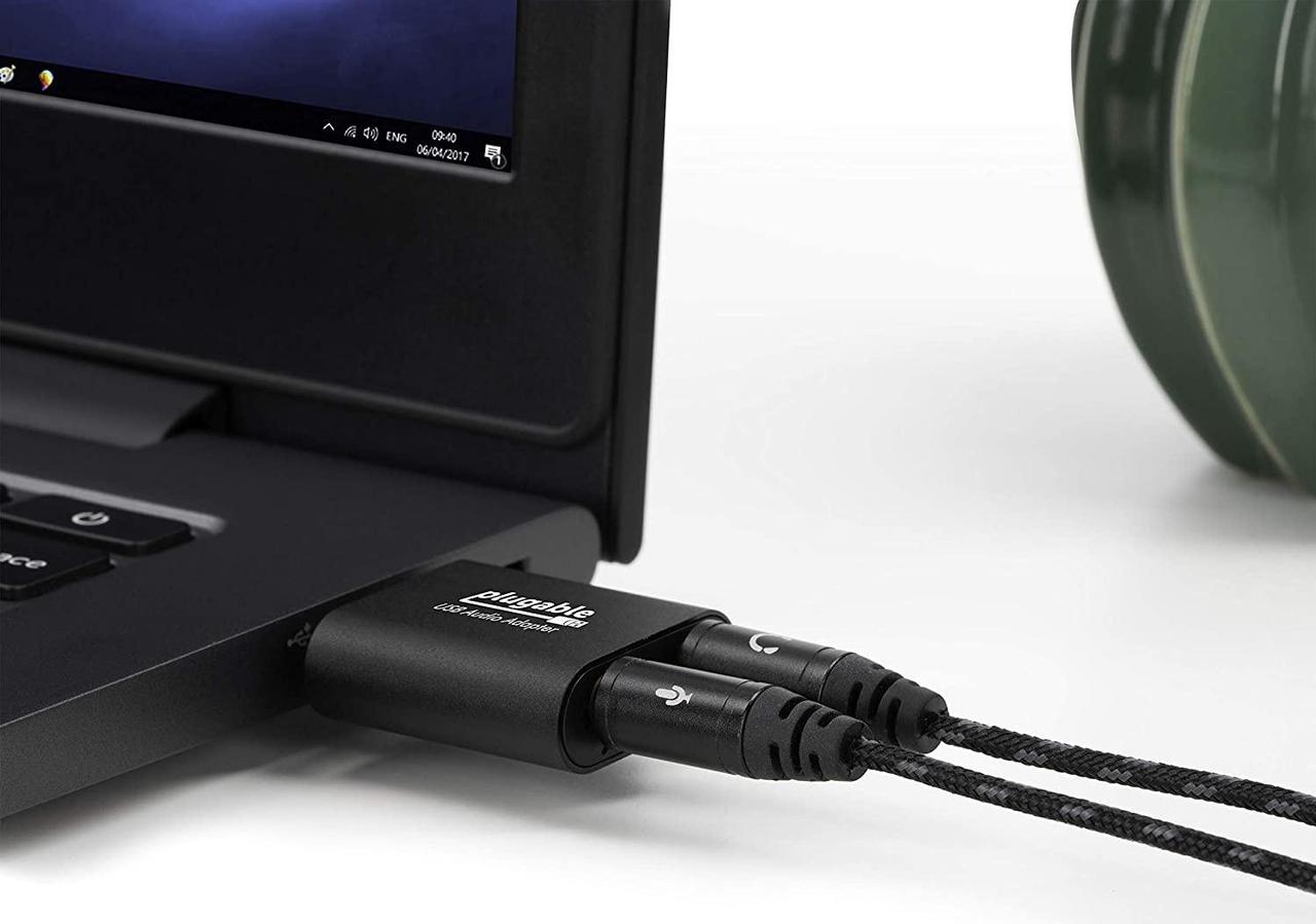 Alt view image 2 of 17 - Plugable USB Audio Adapter with 3.5mm Speaker-Headphone and Microphone Jack, Add an External Stereo Sound Card to Any PC, Compatible with Windows, Mac, and Linux