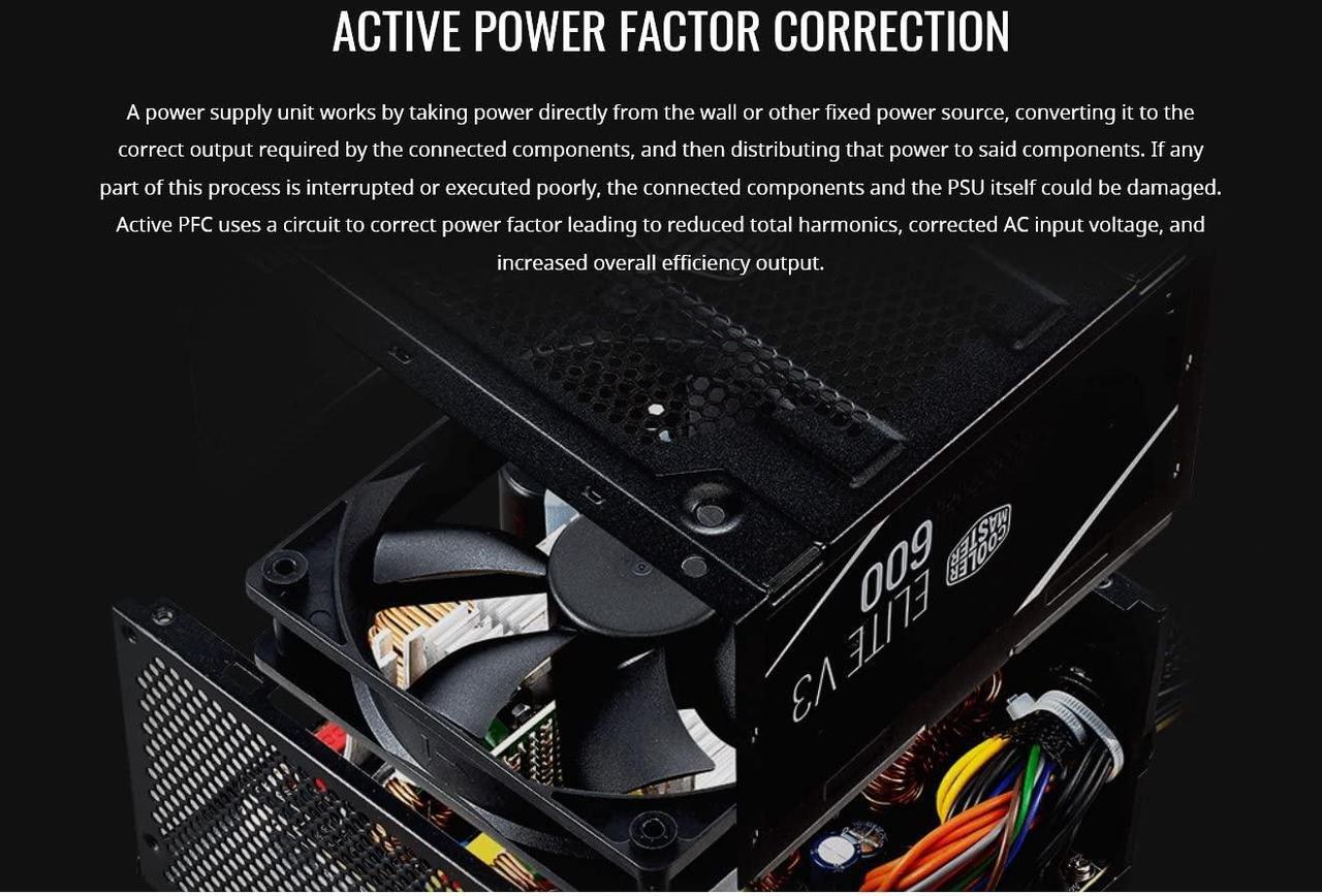 Alt view image 5 of 11 - CoolerMaster Elite V3 MPW-6001-ACAAN1-US 600W ATX 12V Power Supply