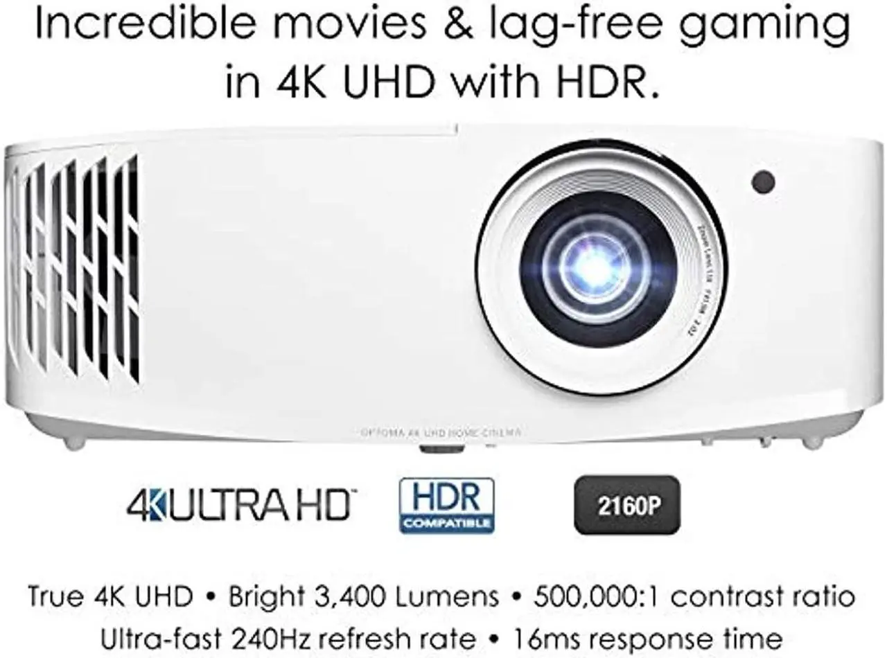 Alt view image 7 of 12 - Optoma UHD30 4K UHD Home Theater and 1080p 240Hz Gaming Projector, 3400 Lumens