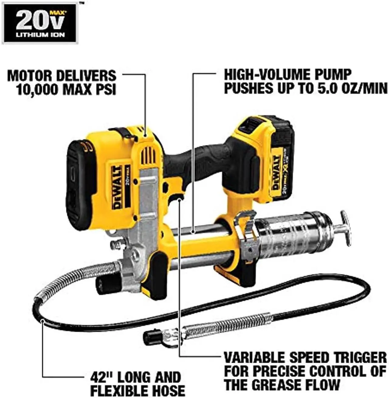 Alt view image 5 of 8 - DeWALT DCGG571M1 20V MAX* Lithium Ion Grease Gun
