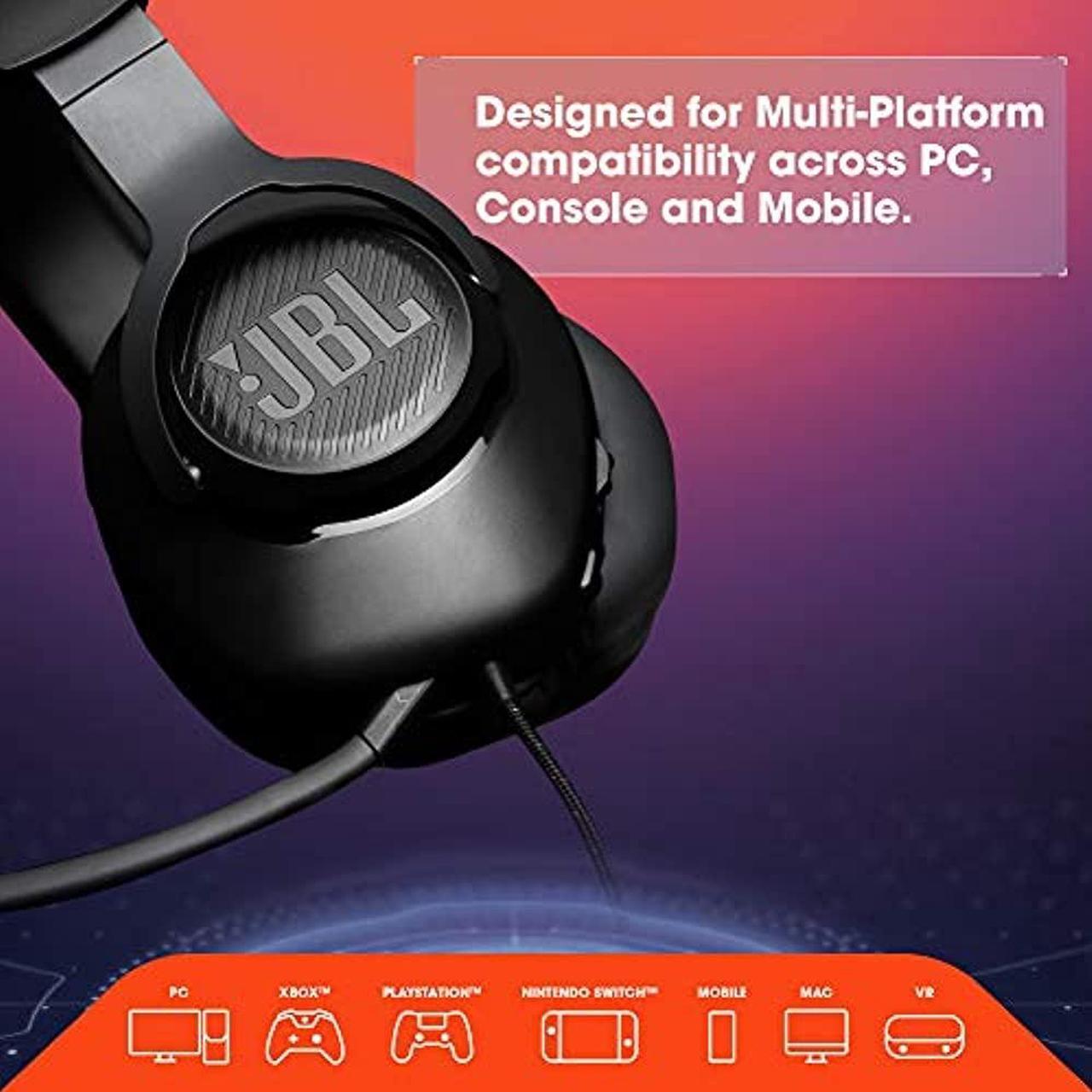 Alt view image 12 of 19 - JBL QUANTUM 100 Circumaural Gaming Headset, White