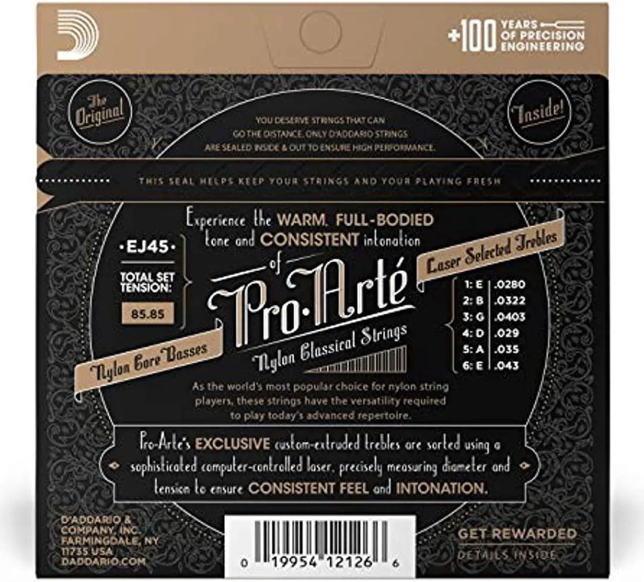Alt view image 5 of 18 - 1set-D'Addario EJ45 Pro-Arte Classical Guitar Strings Normal Clear Nylon