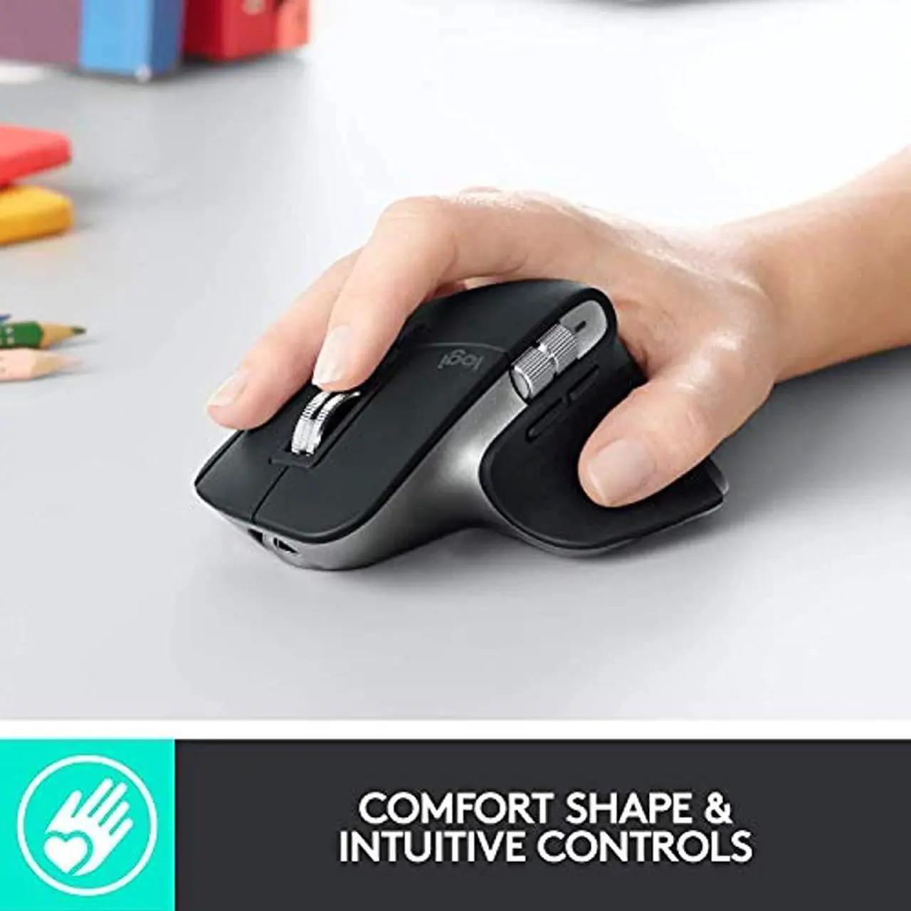 Alt view image 2 of 20 - Logitech MX Master 3 – Advanced Wireless Mouse for Mac, Ultrafast Scrolling, Ergonomic Design, 4000 DPI, Customisation, USB-C, Bluetooth, MacBook Pro,Macbook Air,iMac, iPad Compatible - Space Grey