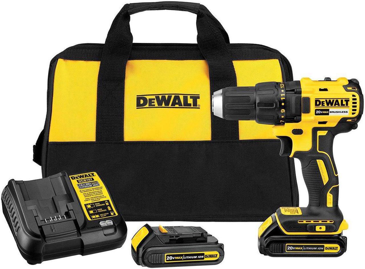 Alt view image 9 of 20 - Black & Decker/Dewalt DCD777C2 Max 20-Volt Compact Drill Driver Kit, Brushless Motor, 2 Lithium-Ion Batteries