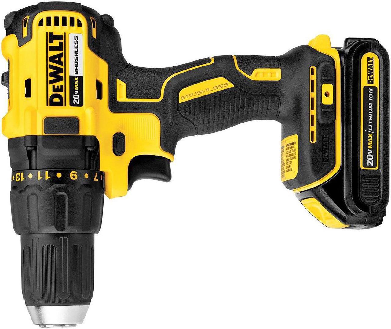 Alt view image 12 of 20 - Black & Decker/Dewalt DCD777C2 Max 20-Volt Compact Drill Driver Kit, Brushless Motor, 2 Lithium-Ion Batteries