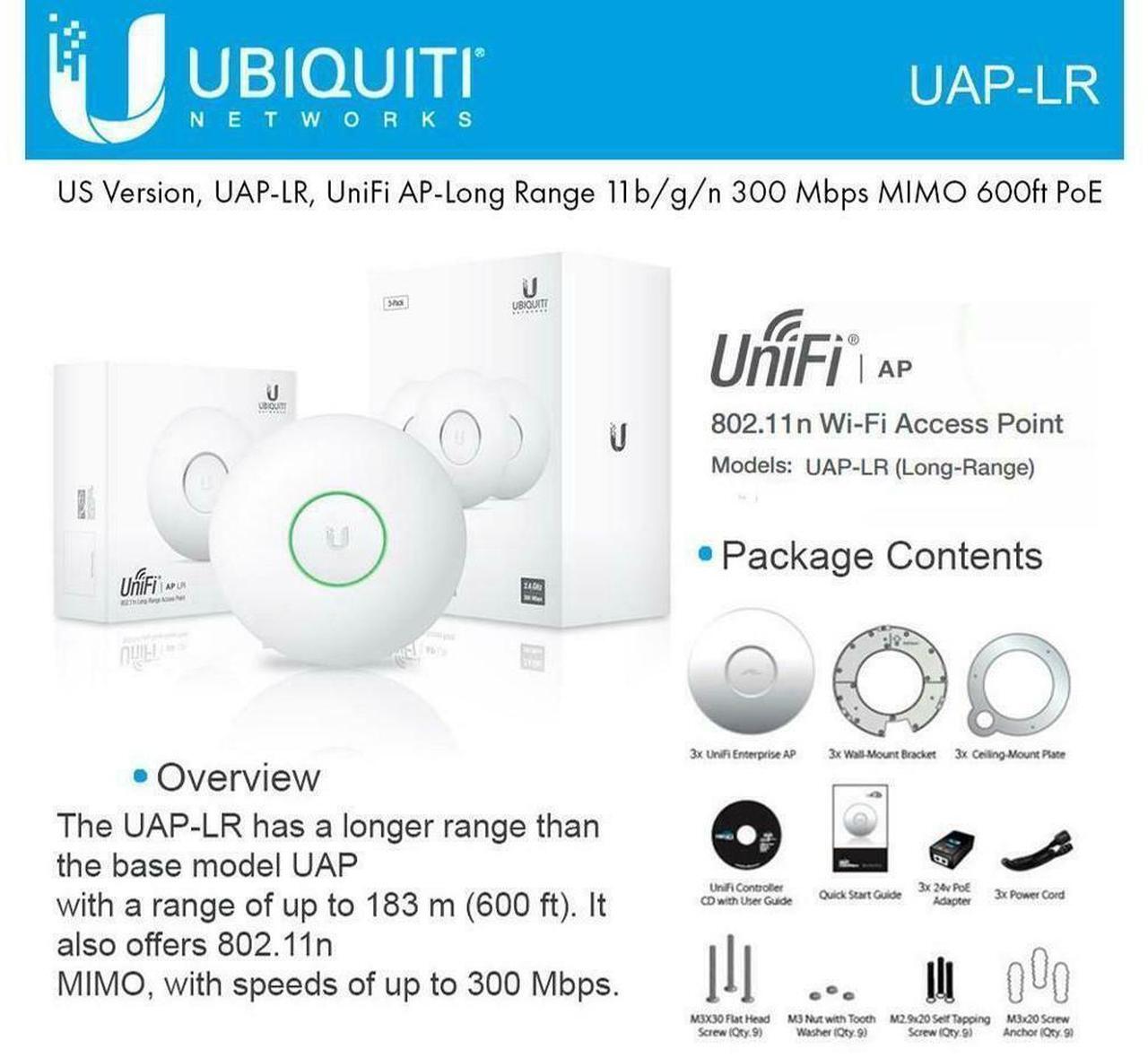 Alt view image 8 of 8 - Ubiquiti UniFi Enterprise Wi-Fi System Wireless AP long Range (UAP-LR-US)
