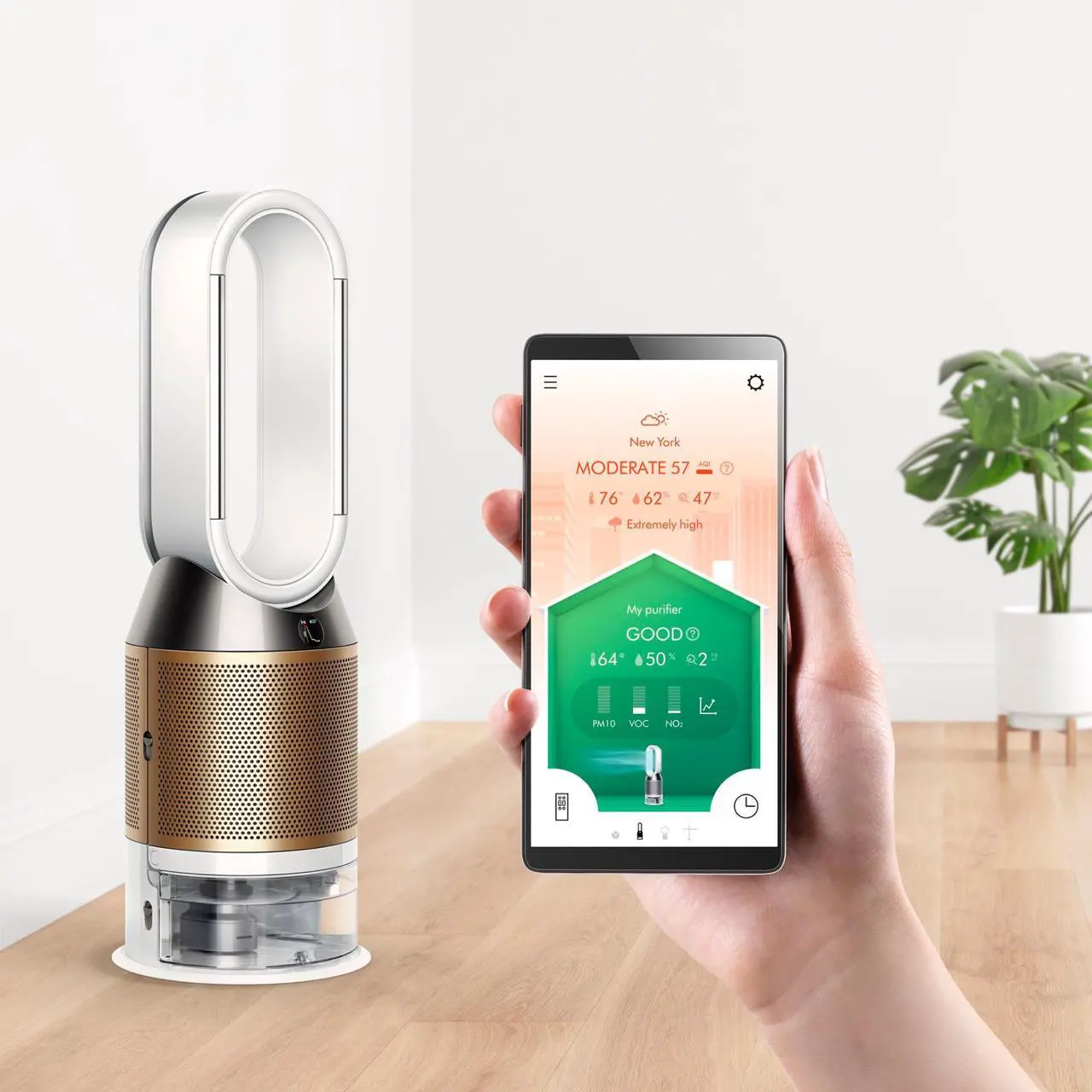 Alt view image 6 of 7 - Dyson PH02 Pure Humidify + Cool Cryptomic | White/Light Gold