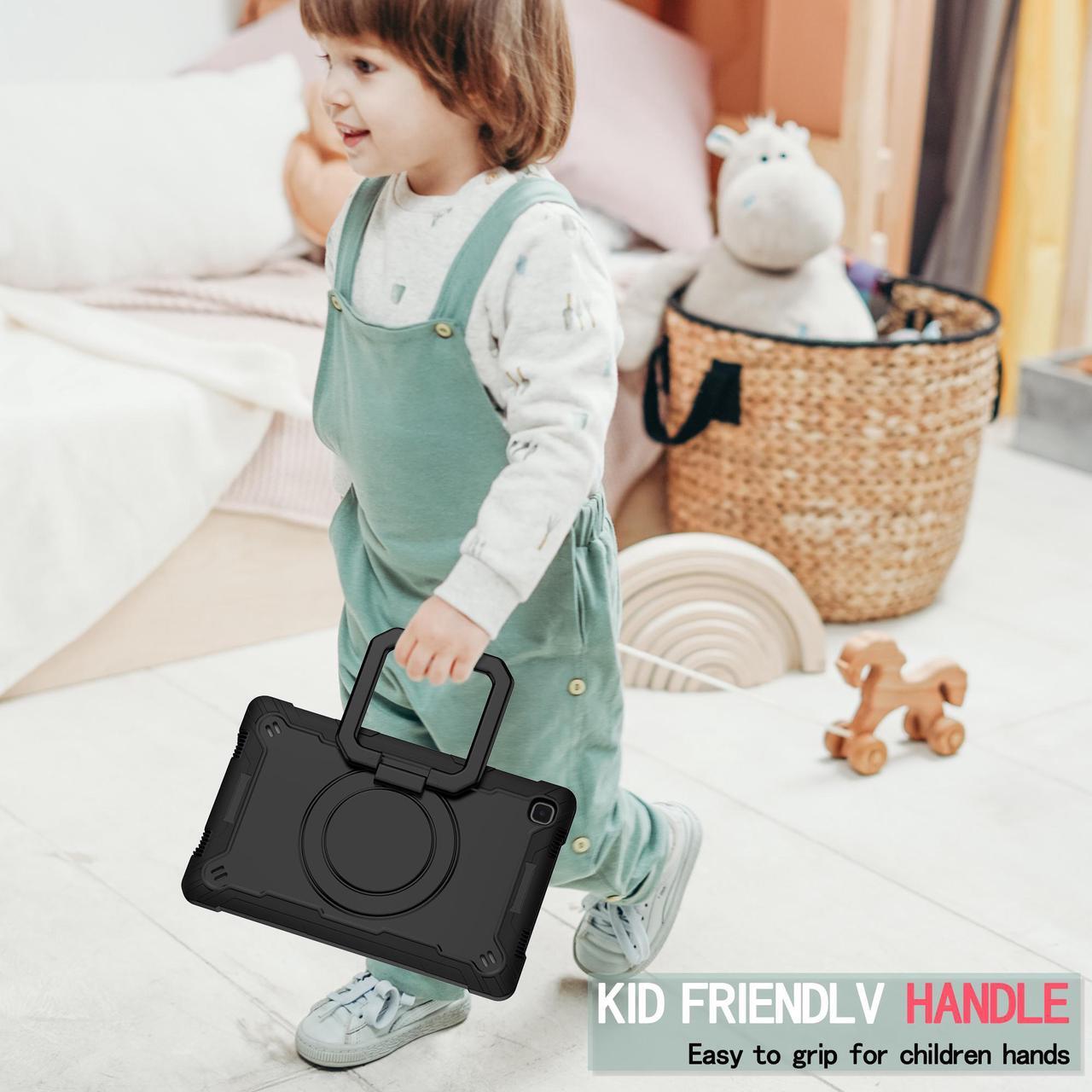 Alt view image 7 of 7 - EpicGadget Samsung Galaxy Tab A7 10.4 (2020) Case SM-T500/T505/T507 Heavy Duty Kids Shockproof Rugged Cover With Rotating Kickstand Shoulder Strap for Samsung Tab A7 10.4 Inch