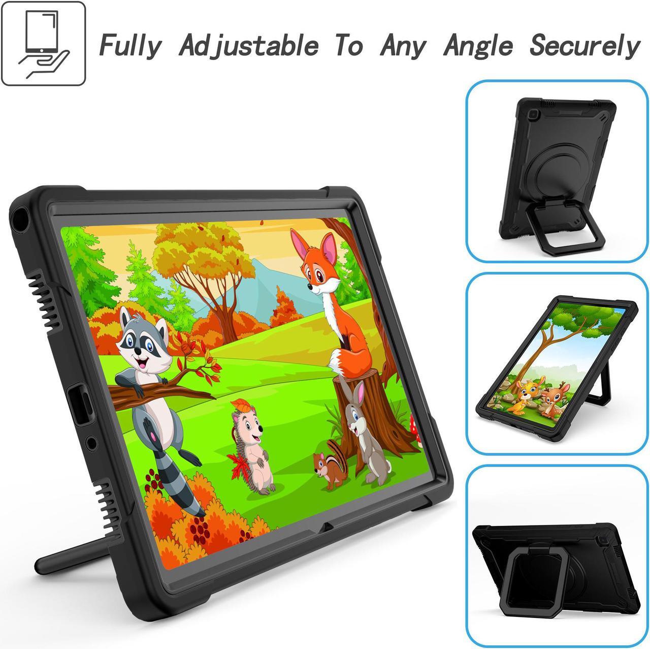 Alt view image 4 of 7 - EpicGadget Samsung Galaxy Tab A7 10.4 (2020) Case SM-T500/T505/T507 Heavy Duty Kids Shockproof Rugged Cover With Rotating Kickstand Shoulder Strap for Samsung Tab A7 10.4 Inch