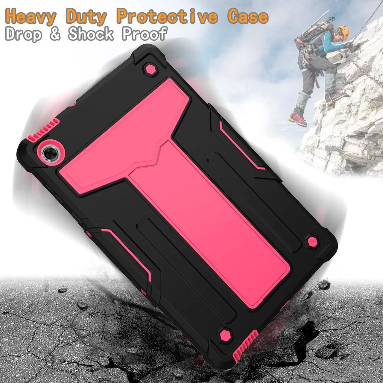 Alt view image 4 of 5 - Epicgadget Case for Lenovo Tab M10 FHD Plus 10.3" (TB-X606F / TB-X606X ) Hybrid Case Cover with Kickstand for Lenovo Smart Tab M10 FHD Plus (2nd Gen) 10.3 Inch FHD Android Tablet (Black/Pink)