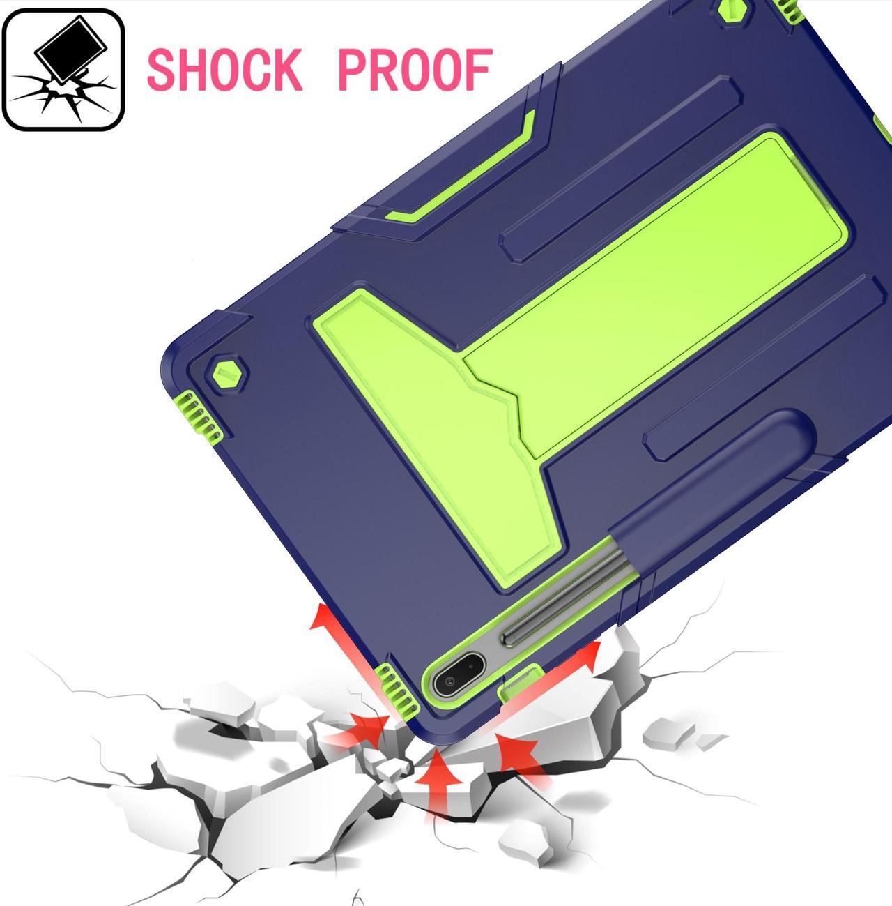 Alt view image 5 of 5 - Epicgadget Galaxy Tab S7 FE Case 12.4” with Kickstand and Pencil Holder Shockproof Rugged Hybrid Cover Case for Samsung Galaxy Tab S7 FE 2021 12.4 inch Tablet (SM-T730/T733/T736/T738) -Navy Blue/Green