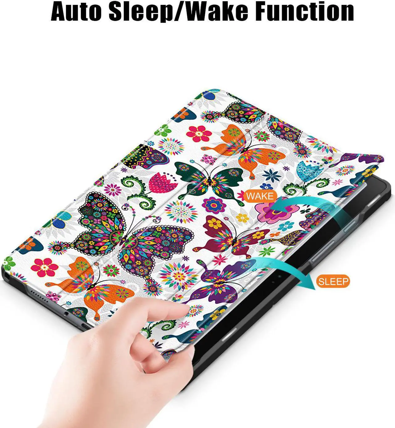 Alt view image 3 of 7 - Epicgadget Case for Samsung Galaxy Tab A8 10.5 Inch SM-X200/SM-X205 (2022 Released) Tablet - PU Leather Slim Lightweight Trifold Stand Case Protective Cover with Auto Sleep and Wake - Butterfly
