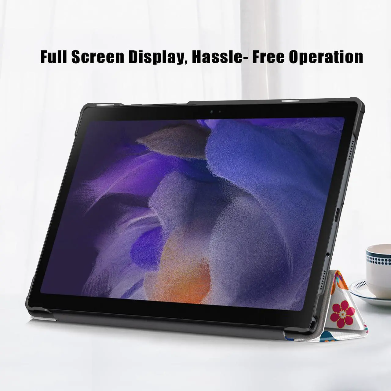 Alt view image 5 of 7 - Epicgadget Case for Samsung Galaxy Tab A8 10.5 Inch SM-X200/SM-X205 (2022 Released) Tablet - PU Leather Slim Lightweight Trifold Stand Case Protective Cover with Auto Sleep and Wake - Butterfly