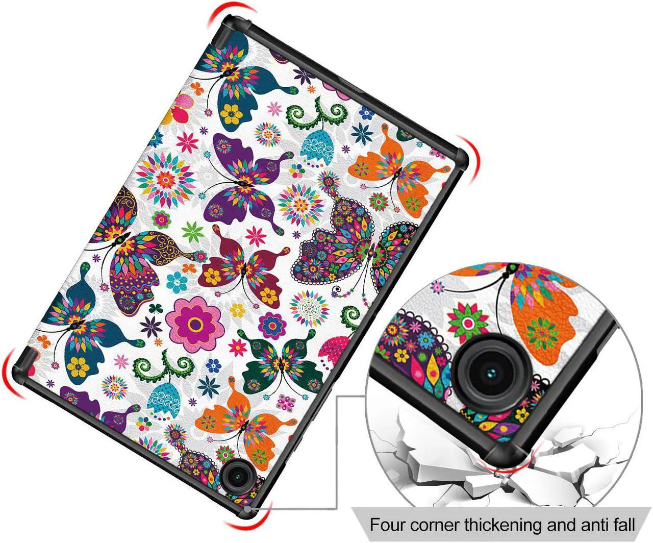 Alt view image 6 of 7 - Epicgadget Case for Samsung Galaxy Tab A8 10.5 Inch SM-X200/SM-X205 (2022 Released) Tablet - PU Leather Slim Lightweight Trifold Stand Case Protective Cover with Auto Sleep and Wake - Butterfly