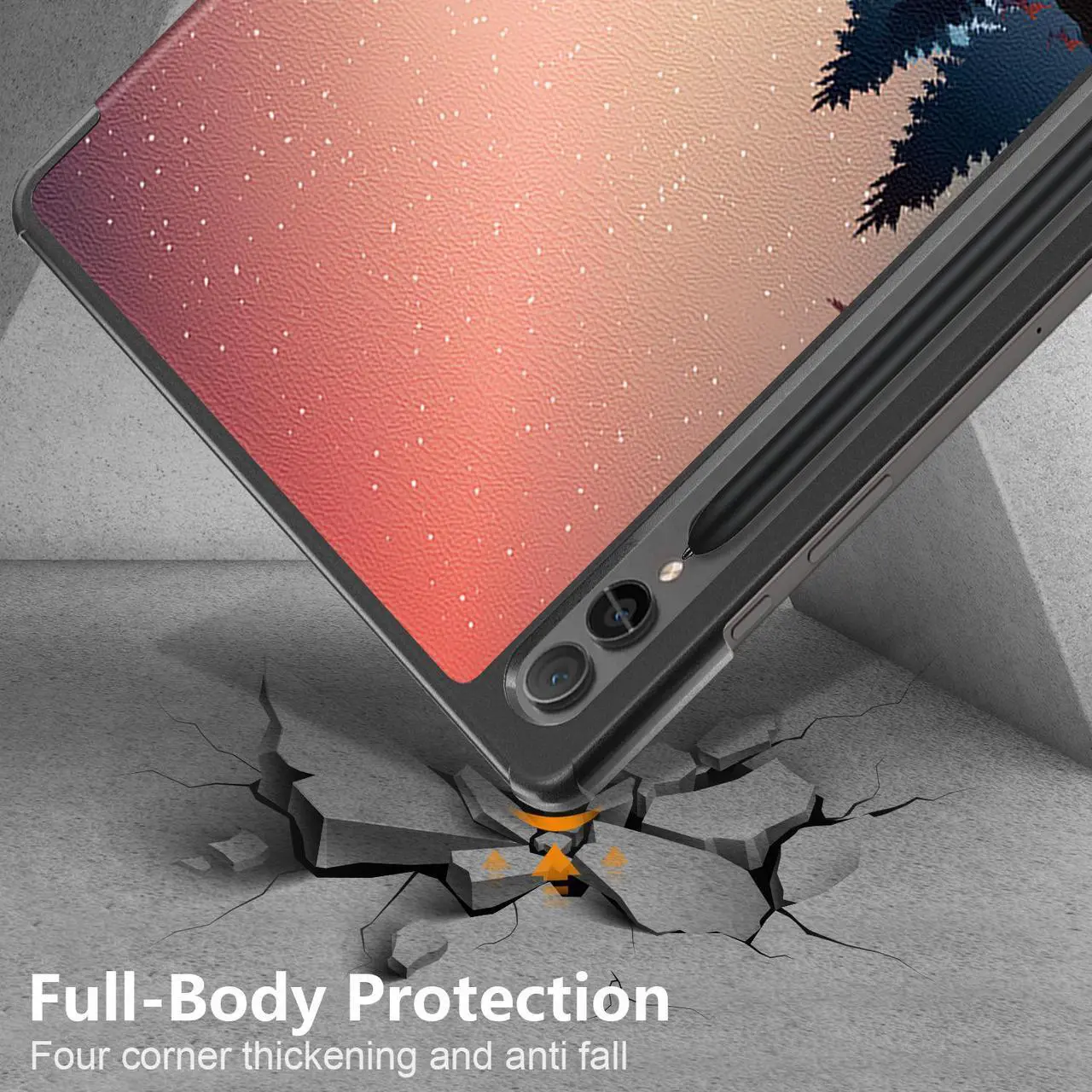 Alt view image 5 of 7 - Case for Samsung Galaxy Tab S9 FE 5G 10.9 Inch/Galaxy Tab S9 11 Inch 2023 (SM-X510/X516B/X518U/X710/X716B/X718U) Shockproof Cover Tri-Fold Stand Protective Tablet Case Support Auto Wake/Sleep - Dusk