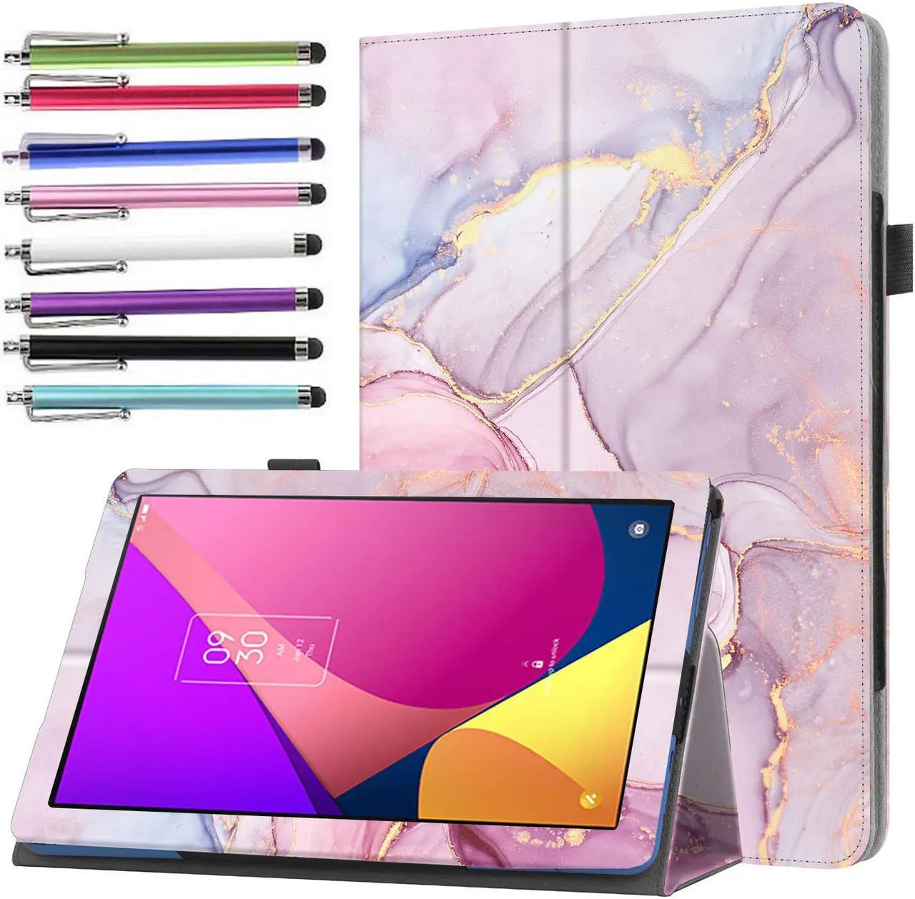 Main image of Case for TCL Tab 8 LE 8" Tablet (Model: 9137W) 2023 Release - Slim Lightweight Folding Stand Cover Premium PU Leather Case for TCL Tab 8 LE Tablet Model: 9137W + 1 Stylus (Marble Pink)